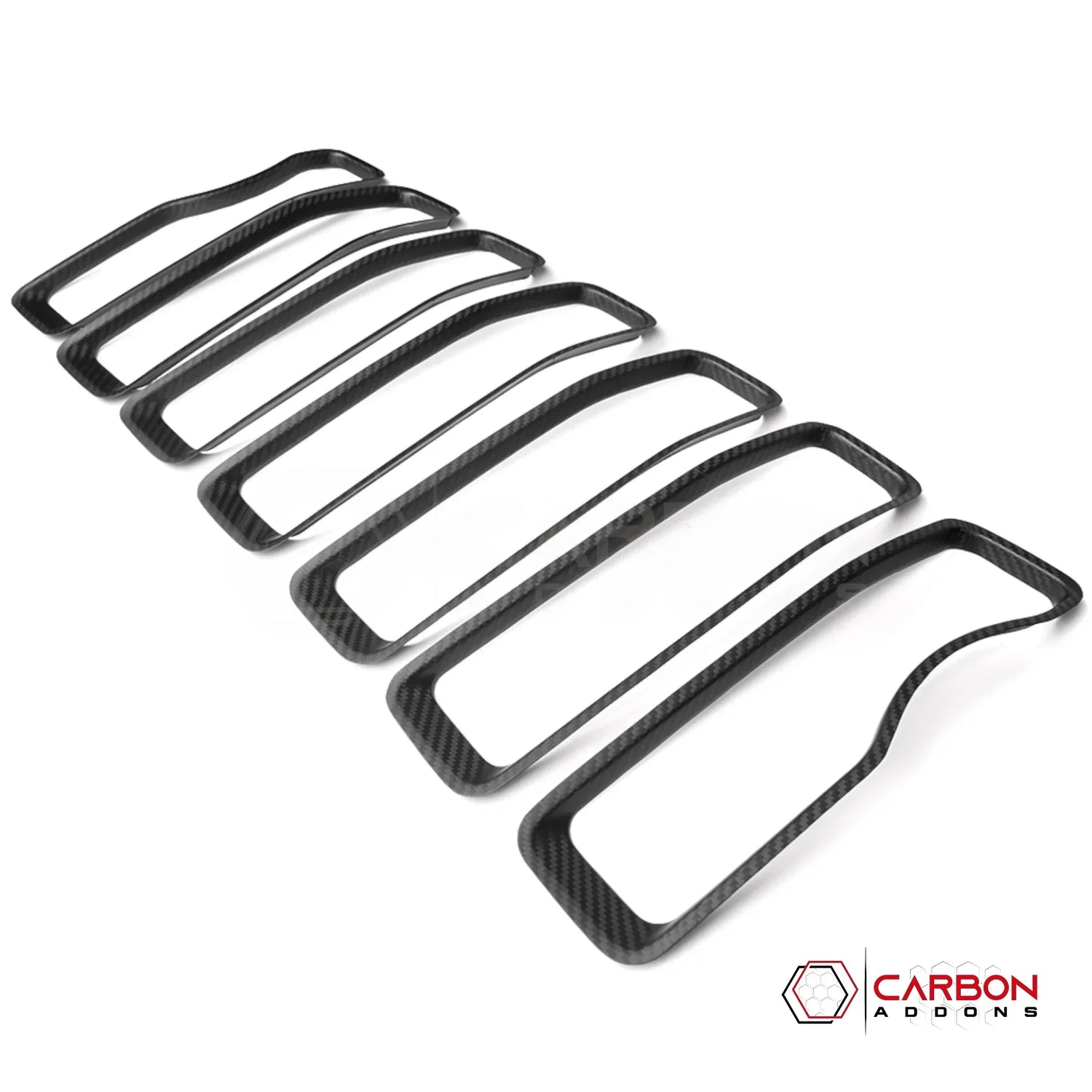 2018+ Jeep Wrangler JL & 2020+ Gladiator JT Real Carbon Fiber Grille Inserts (7pcs)