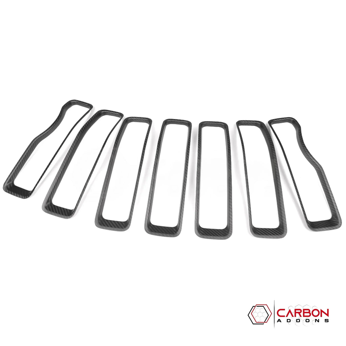 2018+ Jeep Wrangler JL & 2020+ Gladiator JT Real Carbon Fiber Grille Inserts (7pcs)