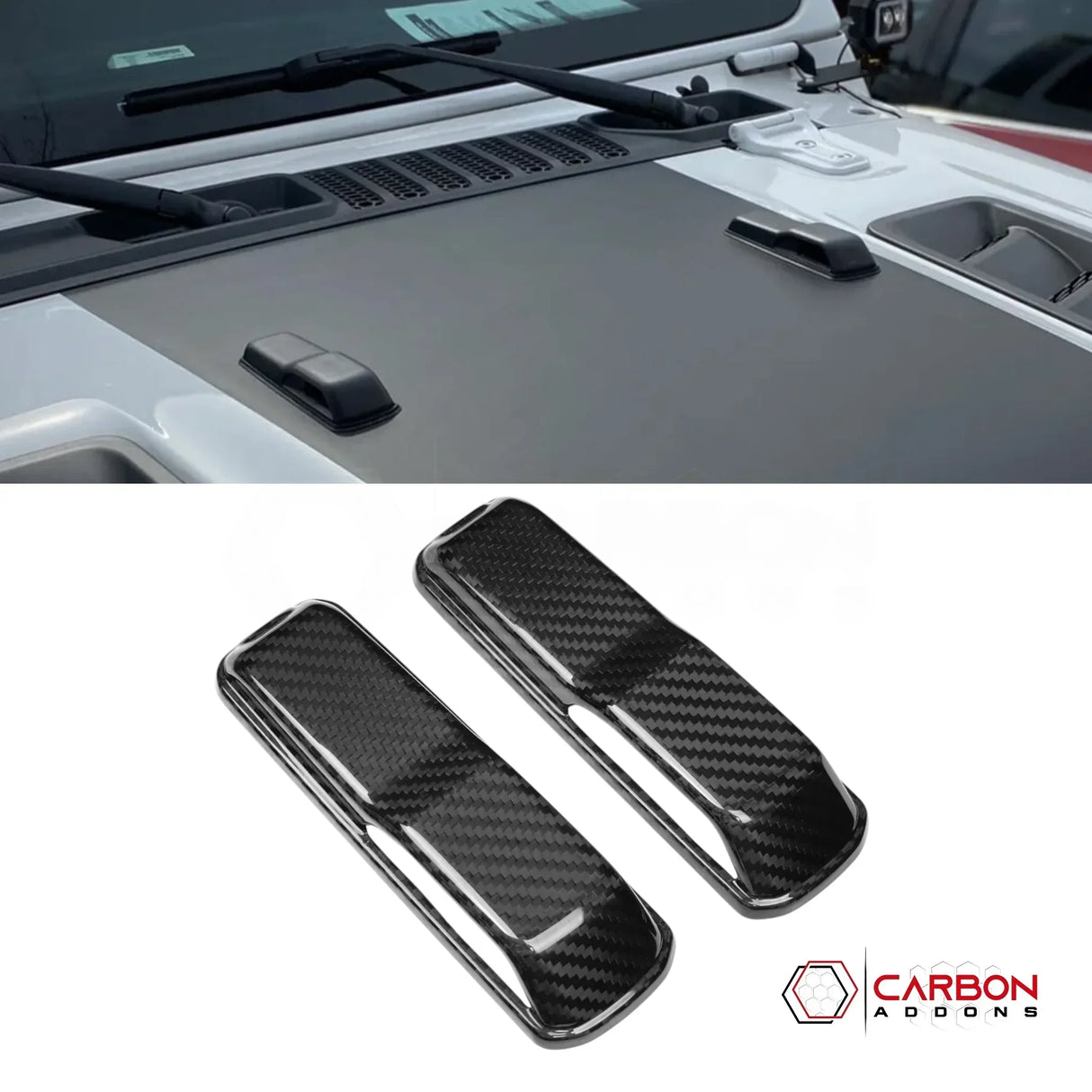 2018+ Jeep Wrangler JL & 2020+ Gladiator JT Real Carbon Fiber Windshield Hold Down Bracket Covers (2pcs)