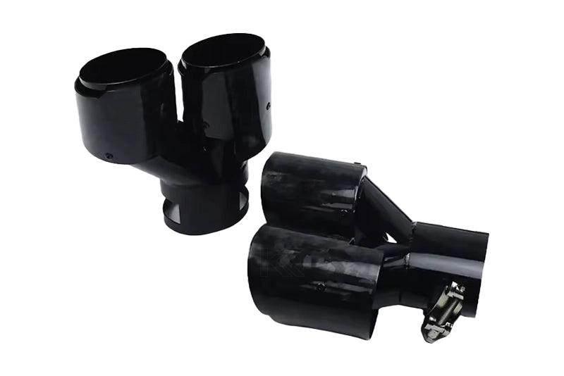 BMW 2/3/4 Series G42 G20/G21 G23 Black Stainless Steel Forged Carbon Fiber Dual Muffler Tip (2019+) - K2 Industries