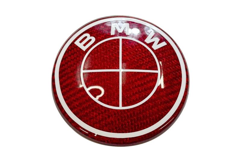 BMW Roundel Emblem Covers - Full Carbon Fiber Red and White Style