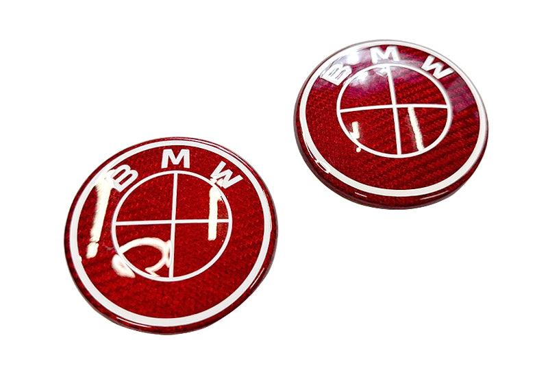 BMW Roundel Emblem Covers - Full Carbon Fiber Red and White Style