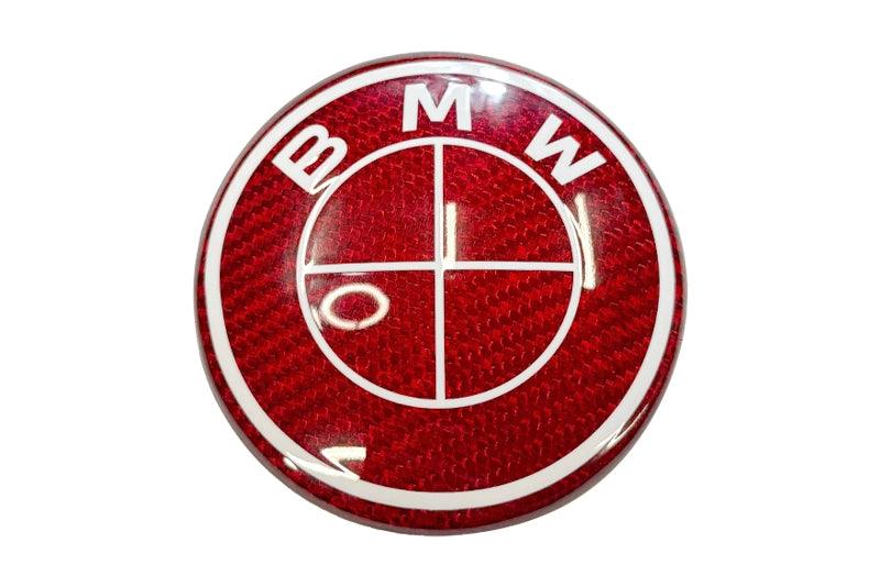 BMW Roundel Emblem Covers - Full Carbon Fiber Red and White Style