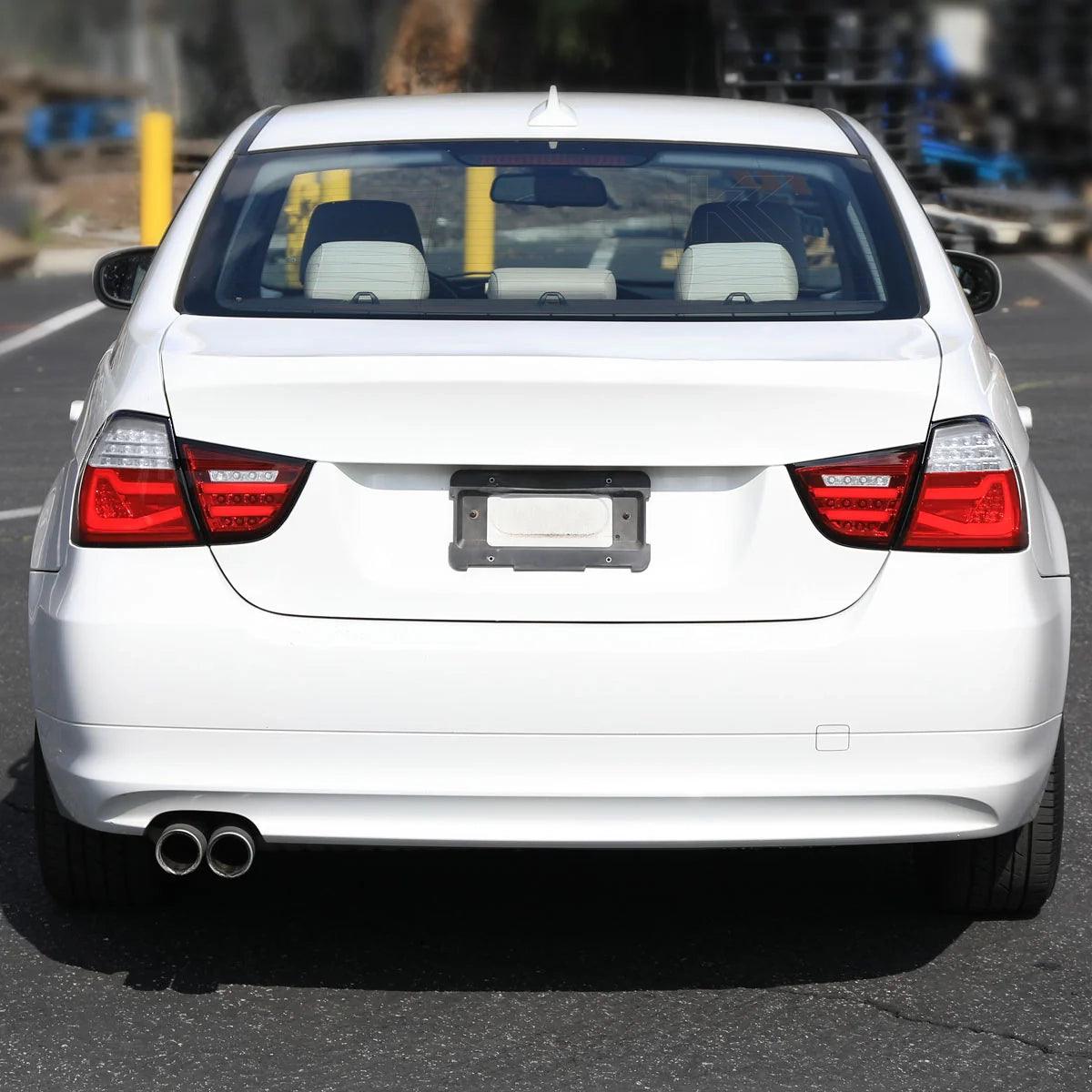 LED Tail Lights BMW 325i 328i 330i 335i E90 Sedan (09-11) Sequential Signal Red / Chrome / Black - K2 Industries