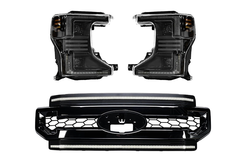 Essential Series Headlight and DRL Grille 2pc Bundle 20-22 Ford Super Duty OLM Outside Line Motoring