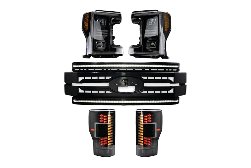 Essential Series Headlight/DRL Grille/Taillight 3pc Bundle 17-19 Ford Super Duty OLM Outside Line Motoring