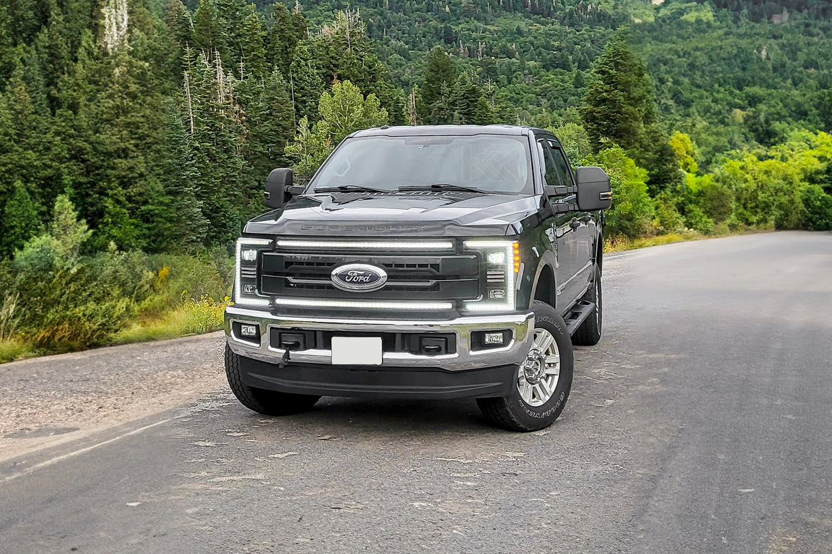 Essential Series Headlight and DRL Grille 2pc Bundle 17-19 Ford Super Duty OLM Outside Line Motoring