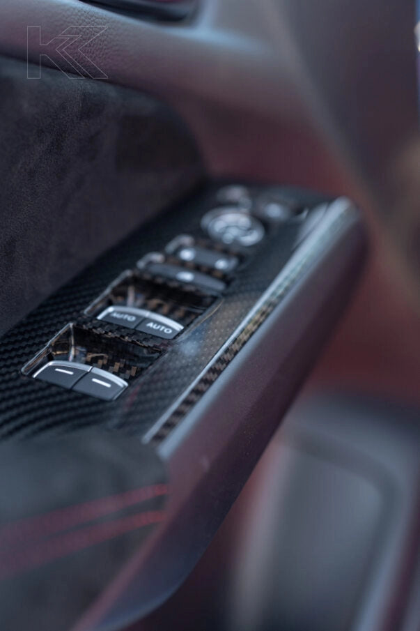 LE Carbon Fiber Window Switch Panel Covers (Set of 4) 22-Present Honda Civic Type R OLM Outside Line Motoring