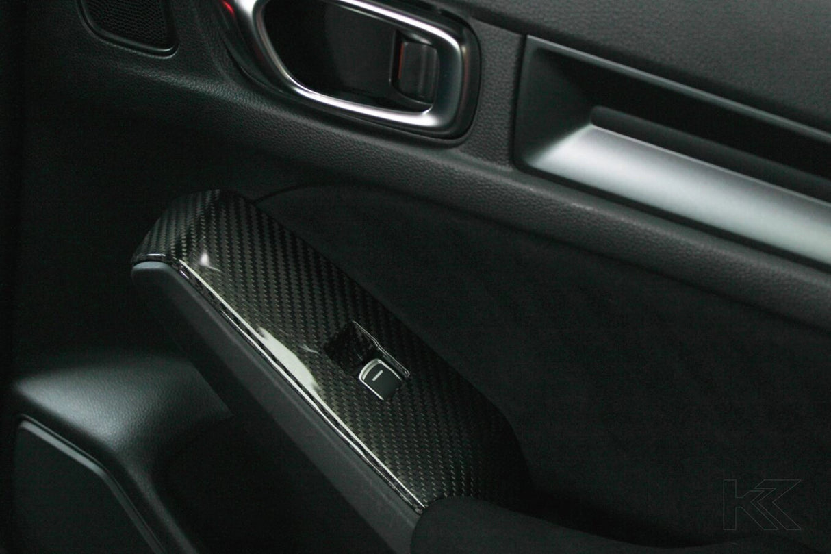 LE Carbon Fiber Window Switch Panel Covers (Set of 4) 22-Present Honda Civic Type R OLM Outside Line Motoring