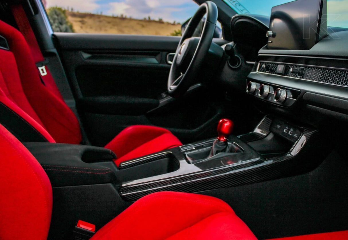 LE Carbon Fiber Shift Panel Side Covers (3pc) 22-Present Honda Civic Type R OLM Outside Line Motoring