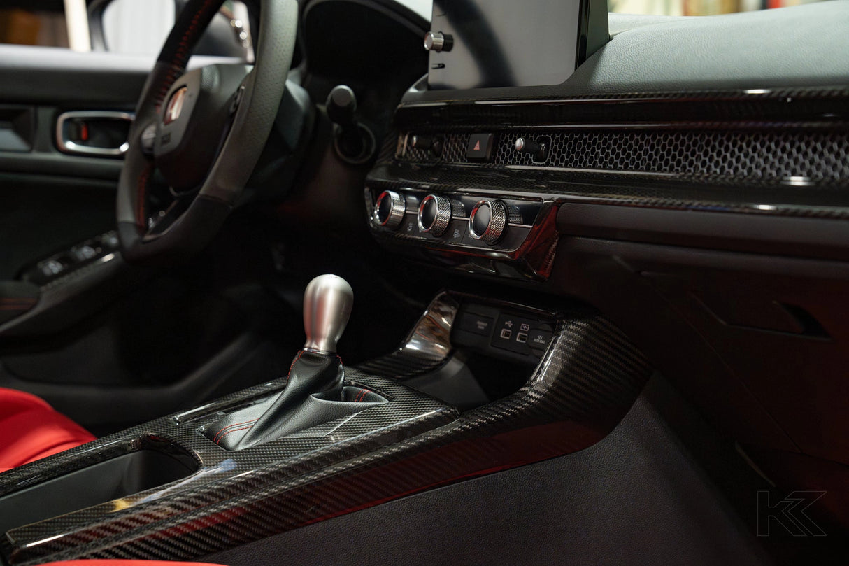 LE Carbon Fiber Shift Panel Side Covers (3pc) 22-Present Honda Civic Type R OLM Outside Line Motoring