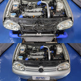 TWIN SCROLL TOP MOUNT TMA16 TURBO KIT + FRONT INTERCOOLER VW 1.8 20V TRANSVERSAL WITHOUT TURBOCHARGER - BLUE HOSE