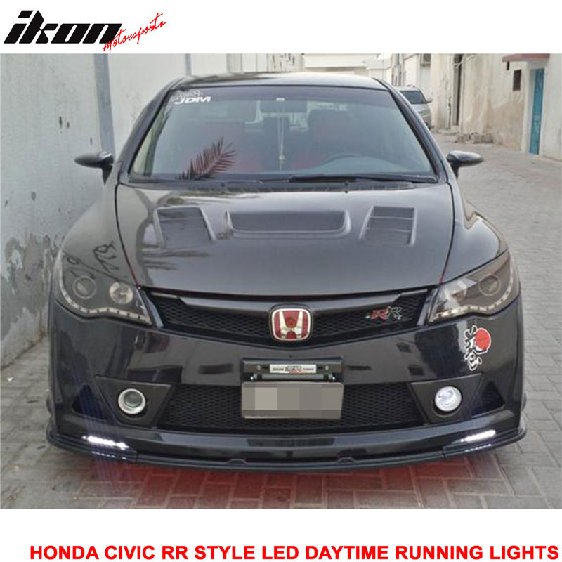 Fits 06-11 Civic Mugen RR Front Bumper + Fender Flare + LED DRL Lights