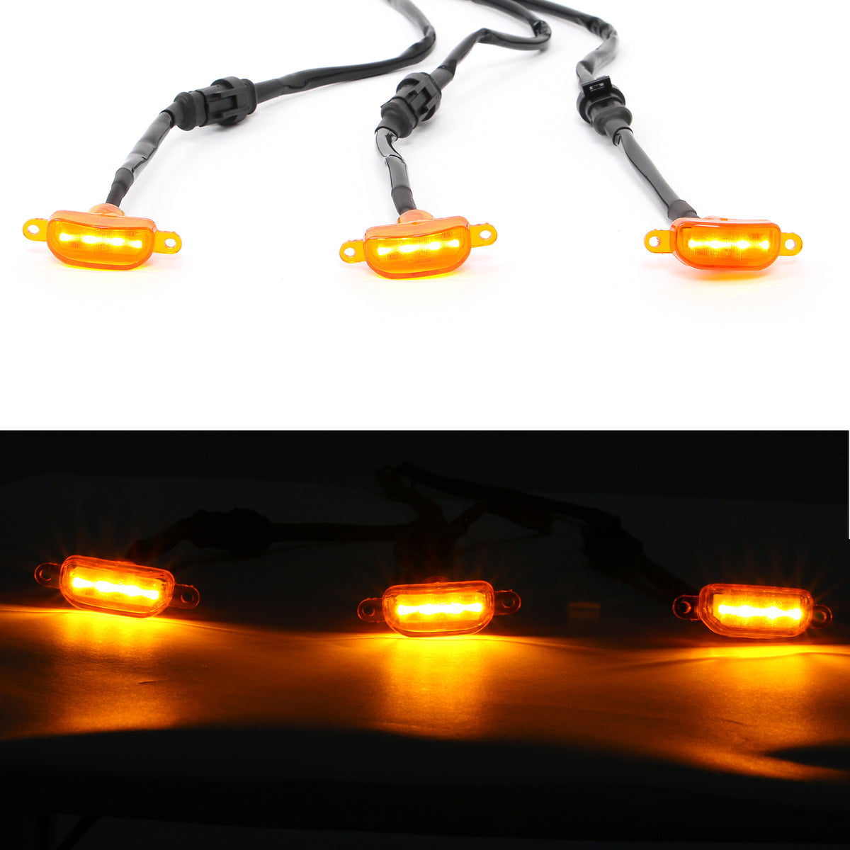 Dodge Ram 1500 2500 3500 3PCS Amber LED Grille Lights W/Wiring Harness
