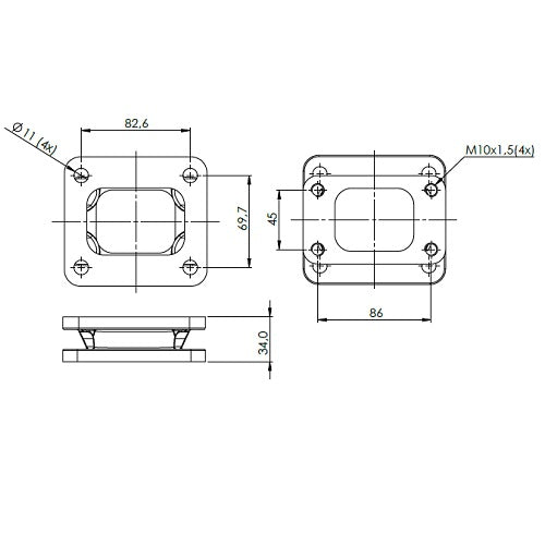 T4 for T3 cast iron flange turbocharger/turbo manifold adapter/conversion
