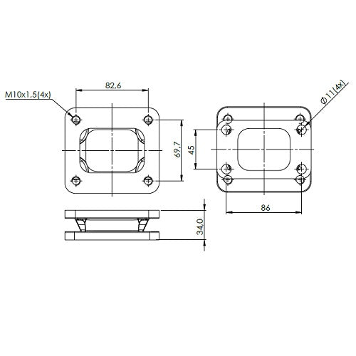 T3 for T4 cast iron flange turbocharger/turbo manifold adapter/conversion