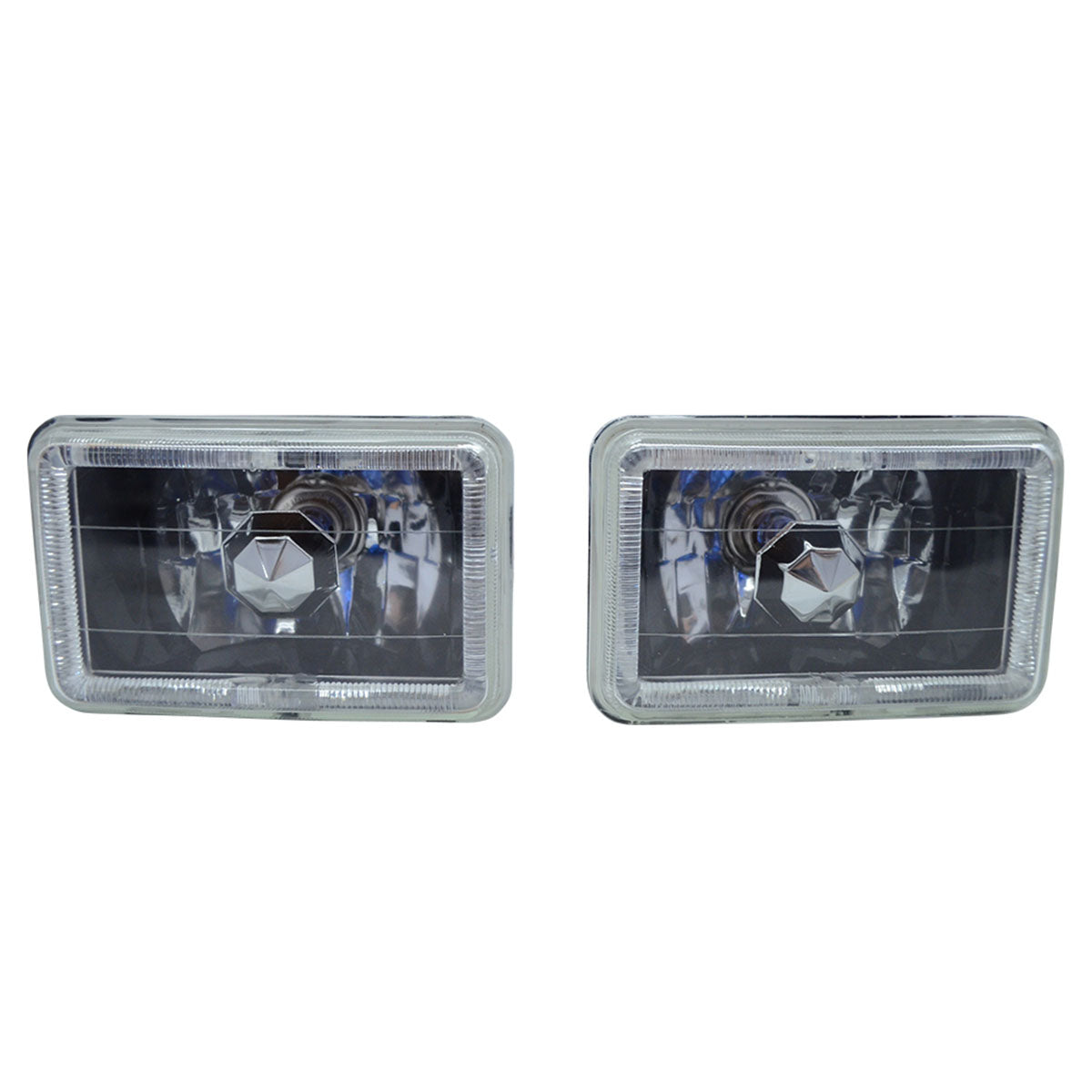 Universal 4X6 Square H4 Headlight Lamp With Halogen Bulb Clear Lens