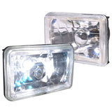 Universal 4X6 Square H4 Diamond Cut Style Clear Lens Headlight
