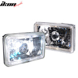 Universal 4X6 Square H4 Diamond Cut Style Clear Lens Headlight