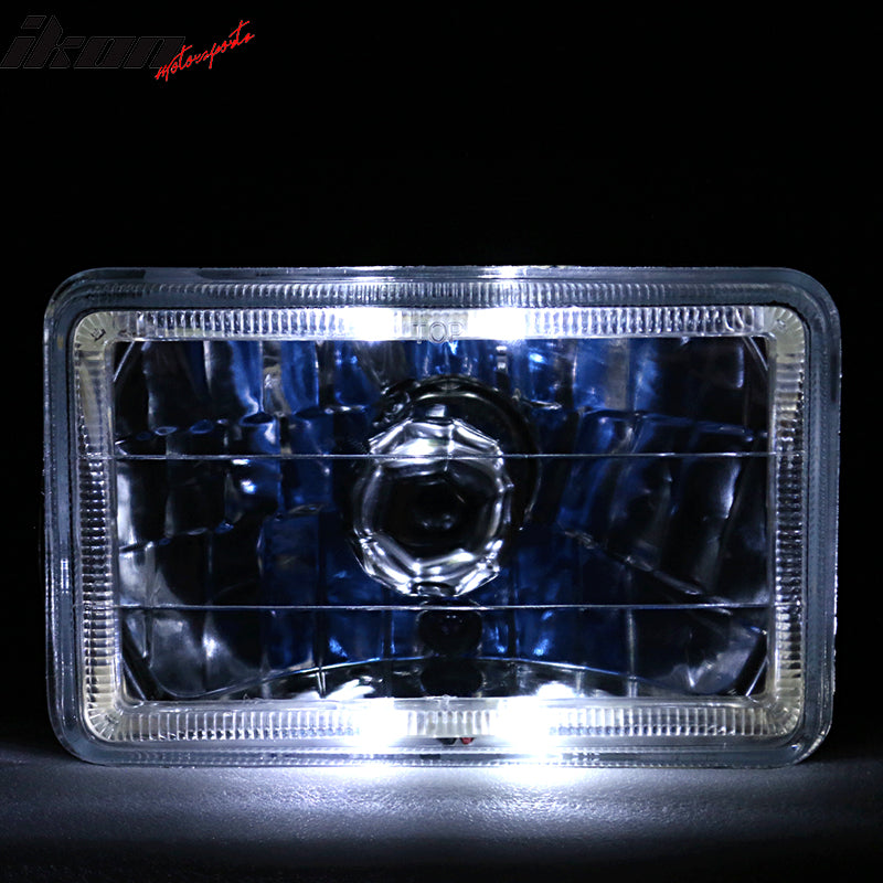 Universal 4X6 Square H4 Diamond Cut Style Clear Lens Headlight