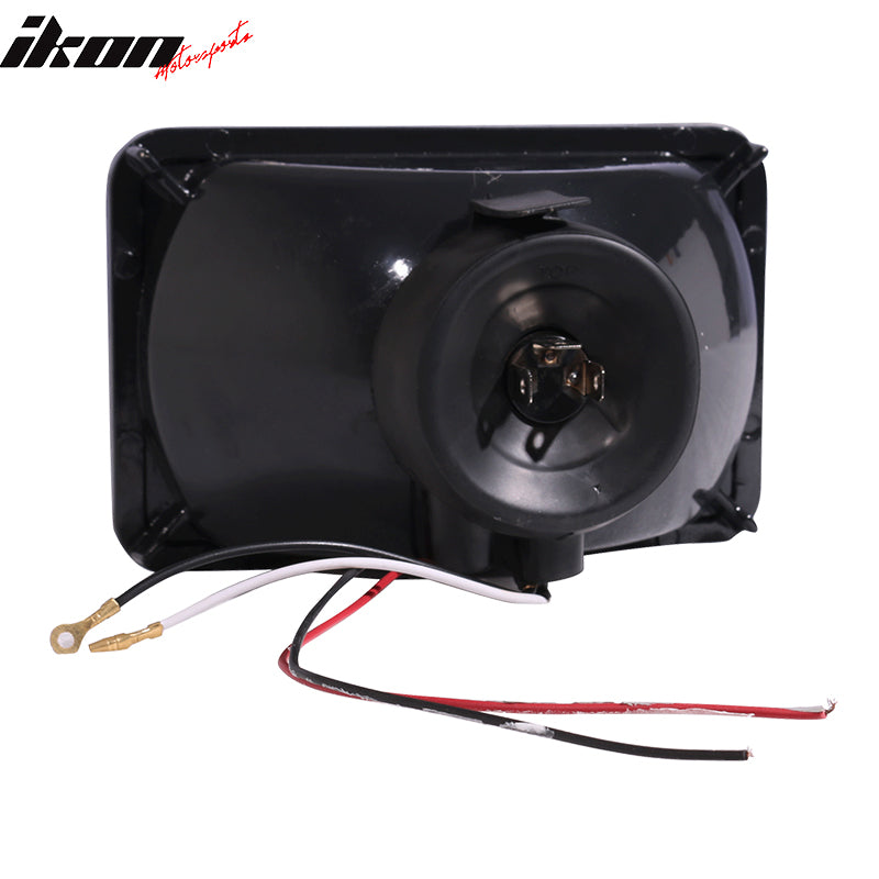 Universal 4X6 Square H4 Diamond Cut Style Clear Lens Headlight