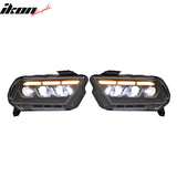 Front Headlights Assembly for Ford Mustang 2010-2014 2024 S650 Style Black Housing with DRL Switchback Turn Signal High Low Beam Plug-N-Play