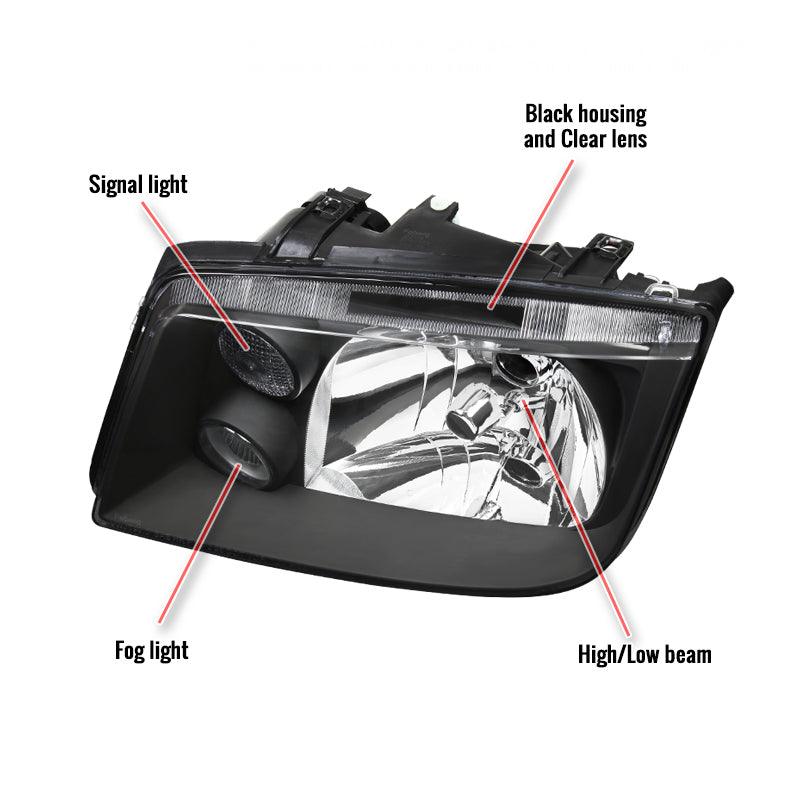 Spec-D Headlights VW Jetta MK4 (99-04) OEM Replacement Black / Smoke / Chrome