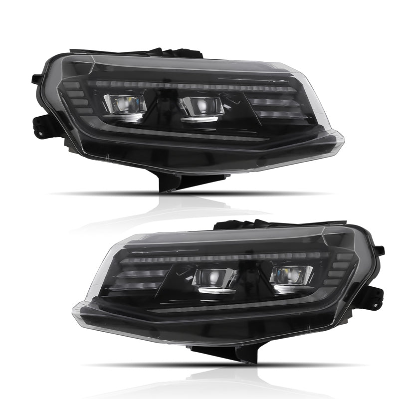 2016-2018 Chevy Camaro Projector DRL LED Headlights Clear Lens Pair