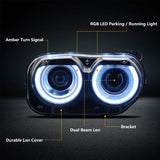 2015-2023 Dodge Challenger RGB DRL LED Headlights Lamps with 10 Colors