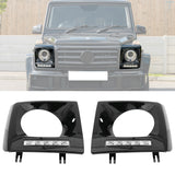 1990-2018 Benz W463 G500 G550 G55 G63 G65 Gloss Black Headlight Bezels