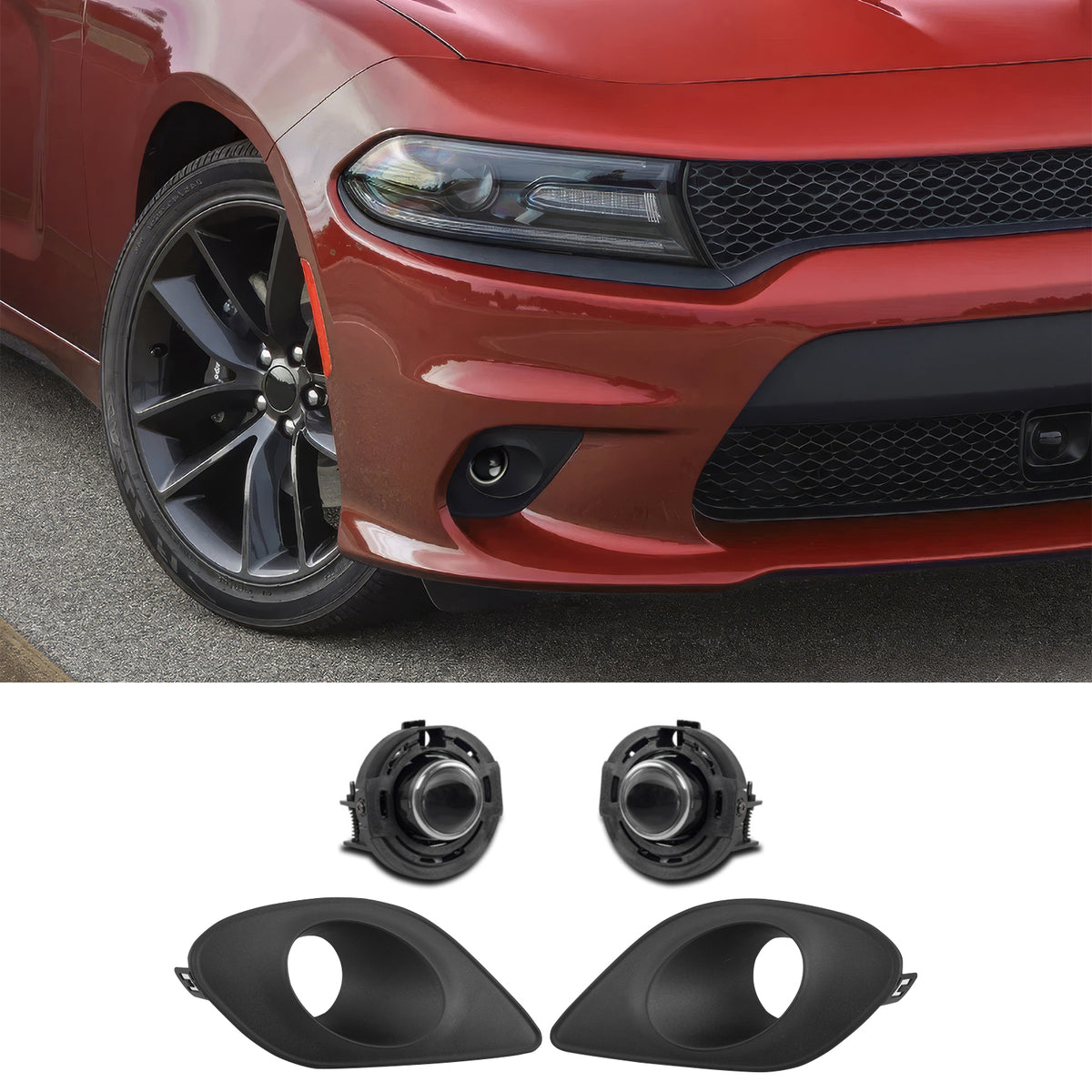 2015-2023 Dodge Charger Halogen Fog Lights White Lens Bumper Lamps Kit