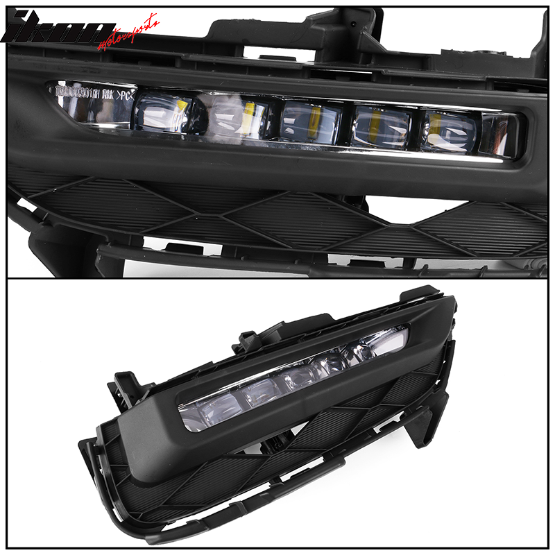 Fits 16-17 Honda Accord Full LED Bumper Fog Lights w/ Switch & Wiring