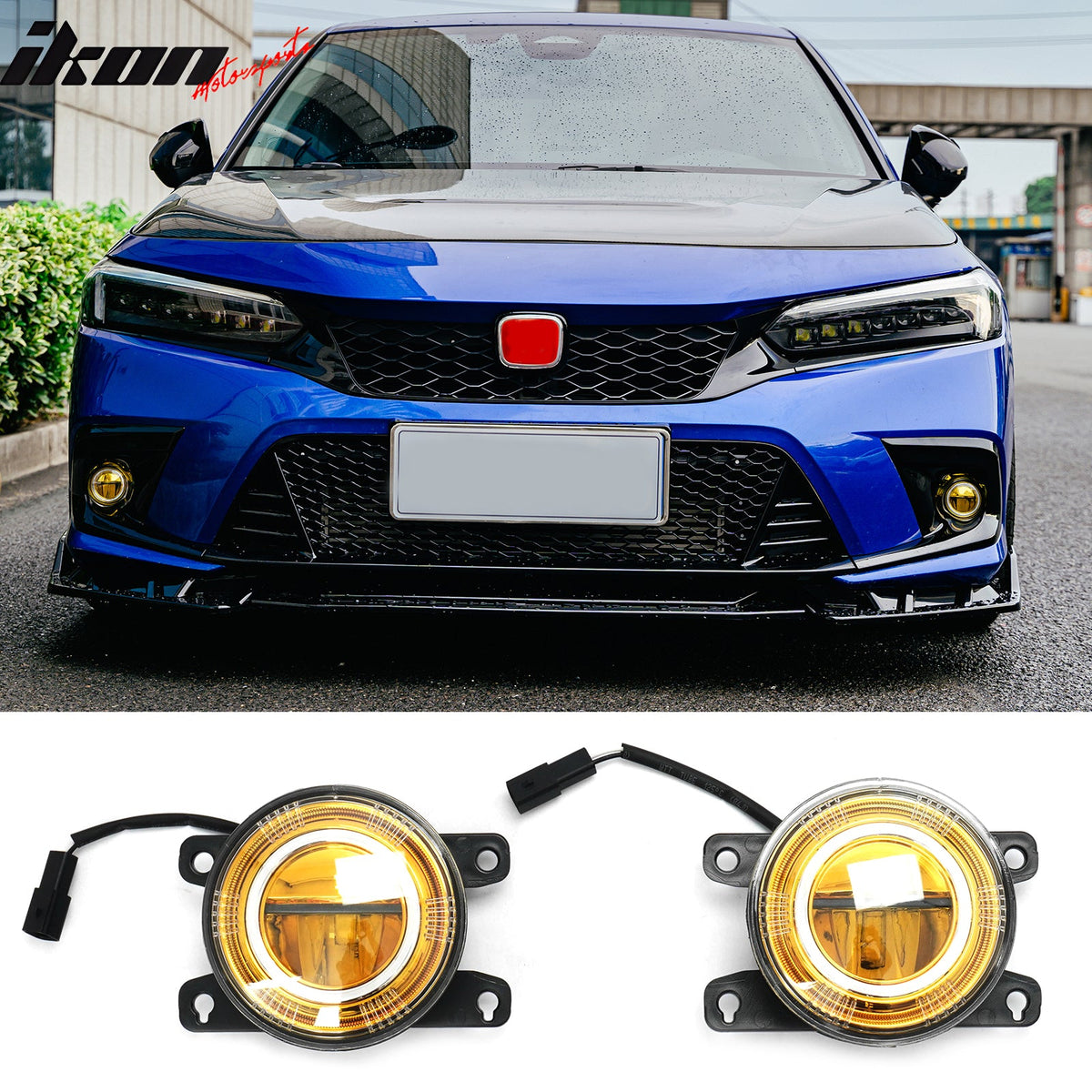 2016-2024 Honda Civic FC FK FE High Quality JDM Foglights Yellow Len LED Lights Pair