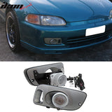 Fits 92-95 Honda Civic 2Dr 3Dr Clear Lens Driving Fog Lights W/ Switch