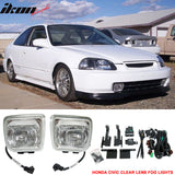 Fits 96-98 Honda Civic EK JDM Clear Lens Fog Lights Lamps