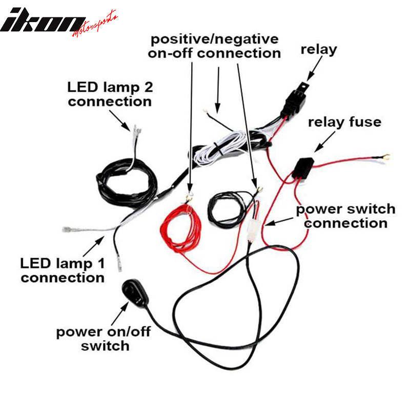 Universal Fog Light Lamp Wiring Harness Kit LED Light Bar Switch Relay