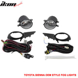 2011-2017 Toyota Sienna Chrome Housing Clear Len Fog Light & Covers
