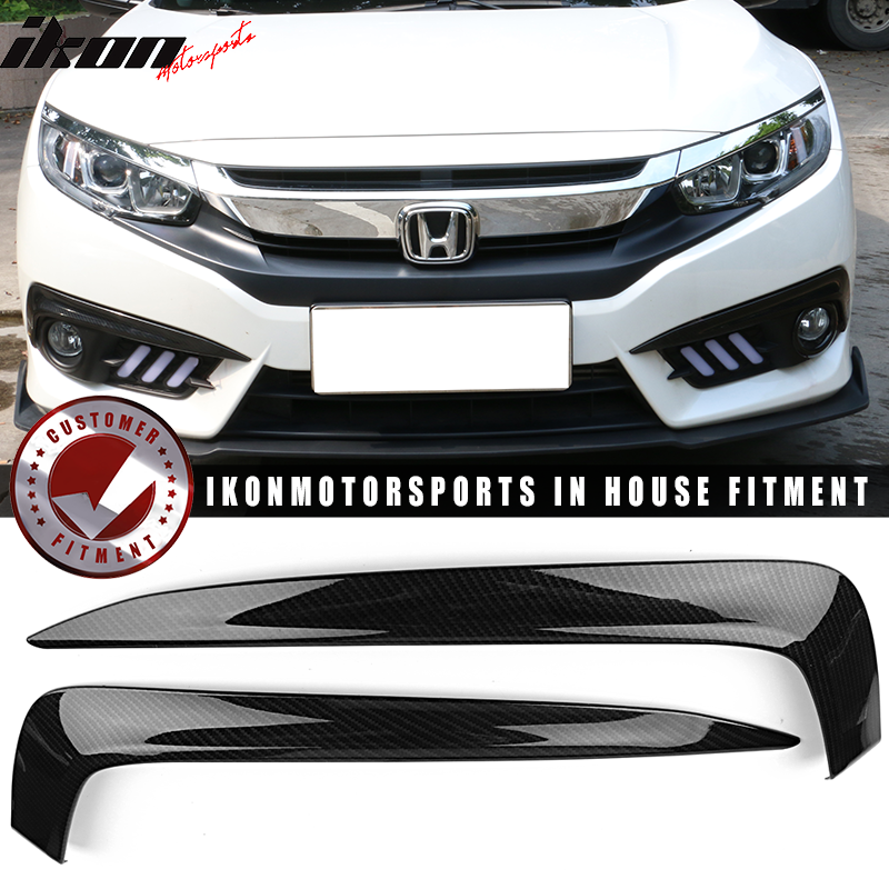 2016-2018Â Honda Civic Fog Lights Cover Eye Lid Trim Carbon Fiber Print