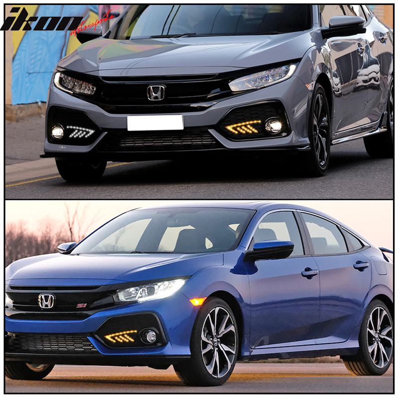 2017-2018Â Honda Civic DRL Fog Light Covers Yellow Signal