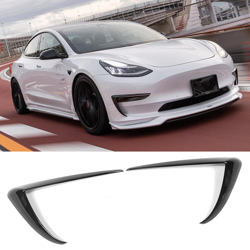 Fog Light Trims for Tesla Model 3 2017-2023 Gloss Black IKON Style ABS 2PC