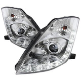 Spec-D Projector Headlights Nissan 350Z w/ OEM HID (06-09) LED DRL Strip - Black / Smoke / Clear