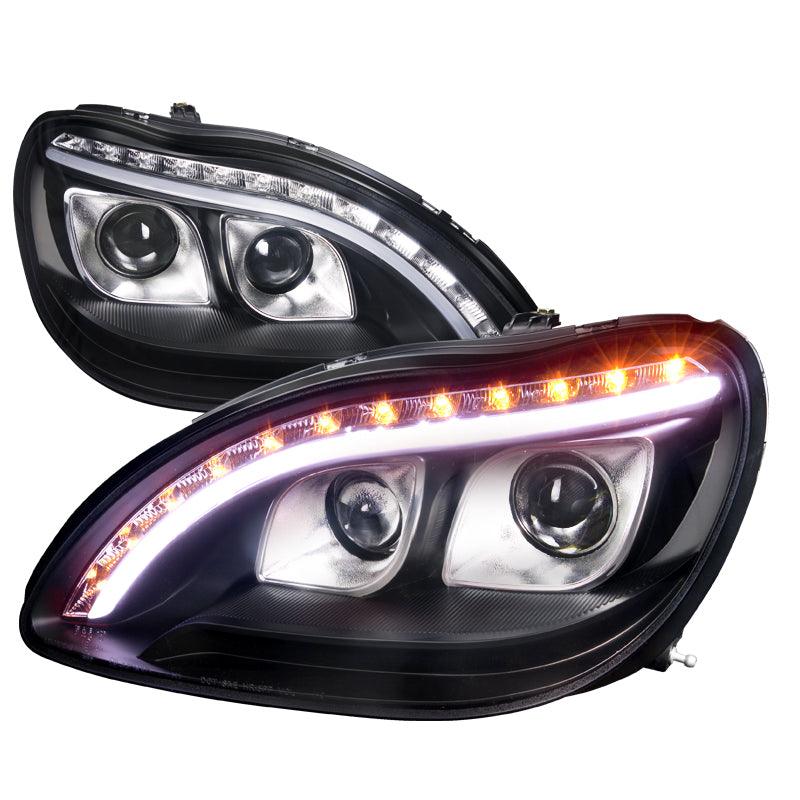 Spec-D Projector Headlights Mercedes S320/S350 S420/S430 S500 S600 S55 AMG W220 (98-06) LED DRL - Black / Chrome