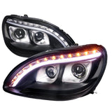 Spec-D Projector Headlights Mercedes S320/S350 S420/S430 S500 S600 S55 AMG W220 (98-06) LED DRL - Black / Chrome