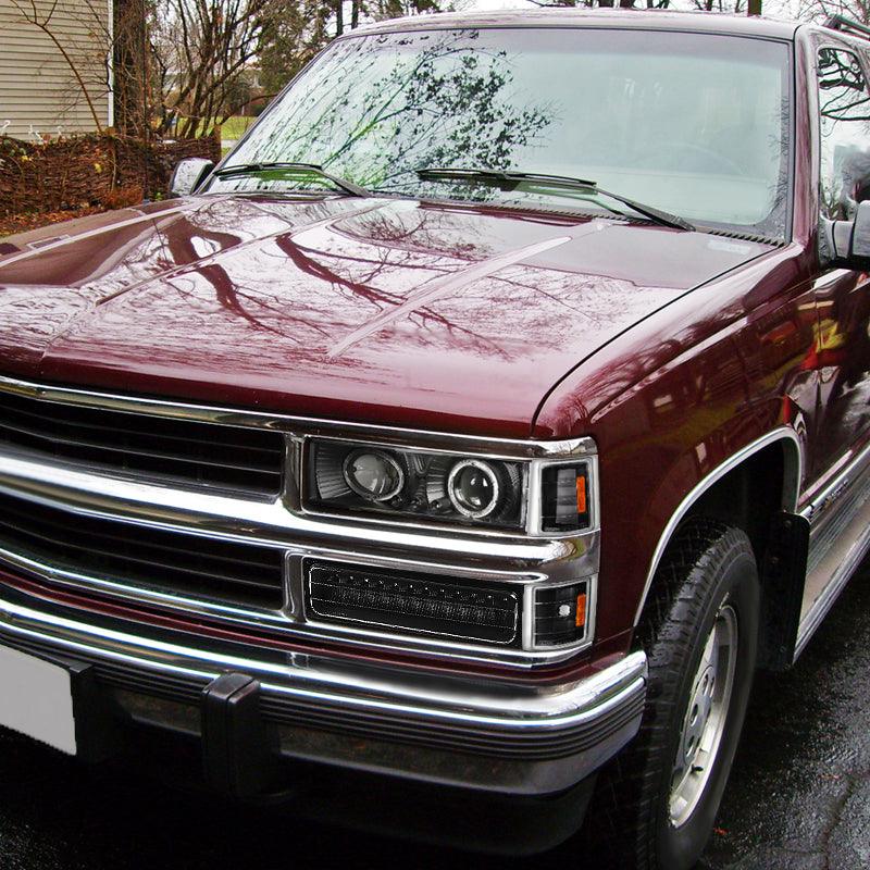 Spec-D Projector Headlights Chevy C10 / Blazer / Tahoe / Silverado (88-98) Halo LED - Black or Chrome