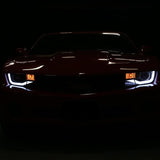 Spec-D Projector Headlights Chevy Camaro (2010-2013) LED DRL Bar - Black / Chrome
