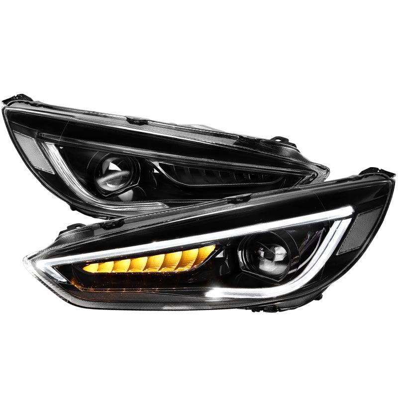 Spec-D Projector Headlights Ford Focus (2015-2018) Sequential w/ DRL Bar - Black