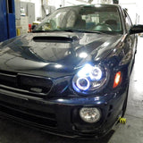 Spec-D Projector Headlights Subaru WRX (02-03) Dual Halo LED - Bug Eye Black or Chrome