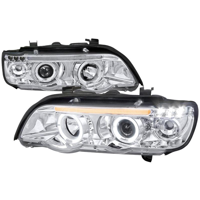 Spec-D Projector Headlights BMW X5 E53 (01-03) LED Halo Black or Chrome Housing