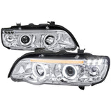 Spec-D Projector Headlights BMW X5 E53 (01-03) LED Halo Black or Chrome Housing