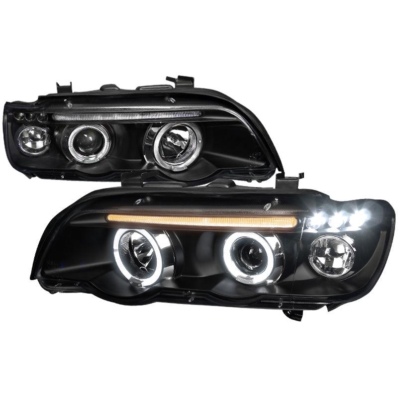 Spec-D Projector Headlights BMW X5 E53 (01-03) LED Halo Black or Chrome Housing